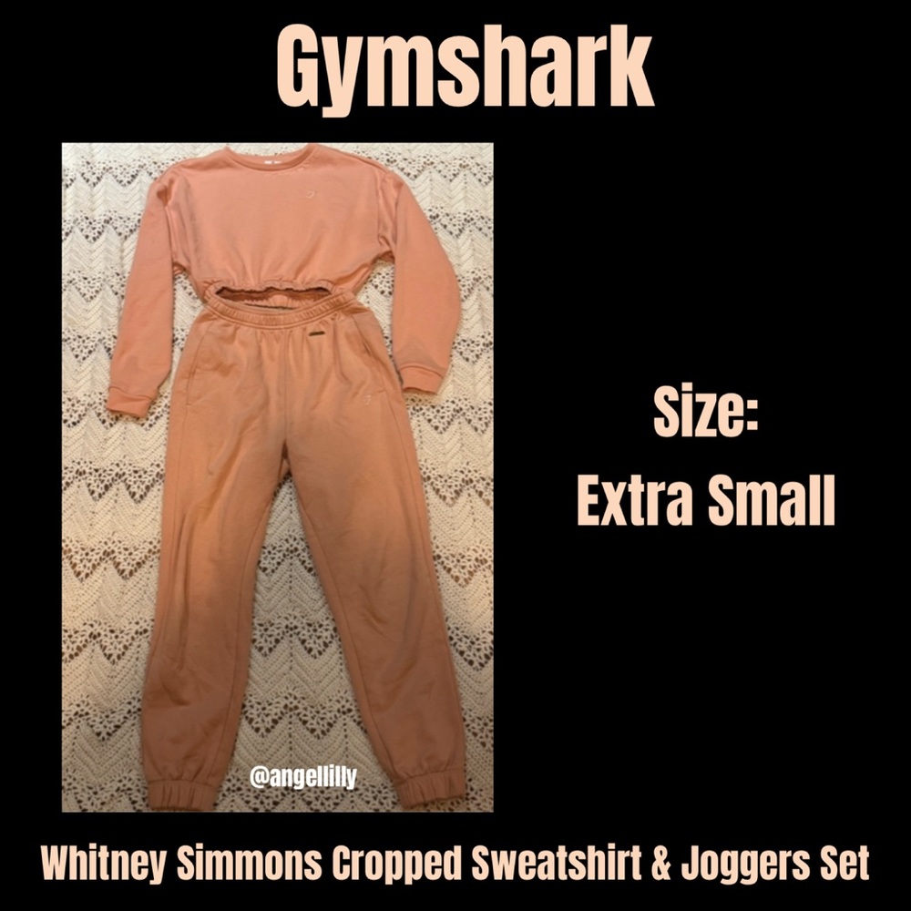 Gymshark Whitney Simmons Peach Cropped Sweatshirt & Joggers Set
